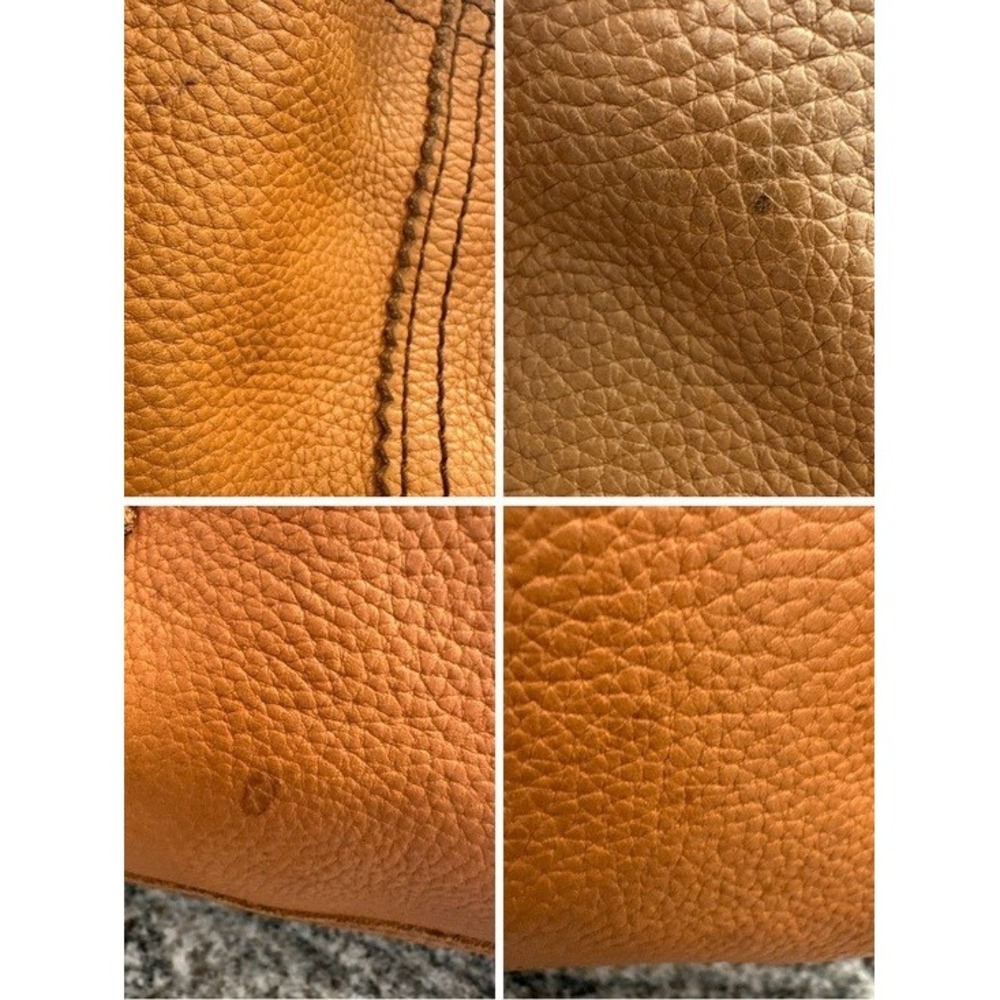 Lucky Brand Cognac Pebbled Leather Hobo Bag Boho Chic Shoulder Purse - Picture 6 of 15
